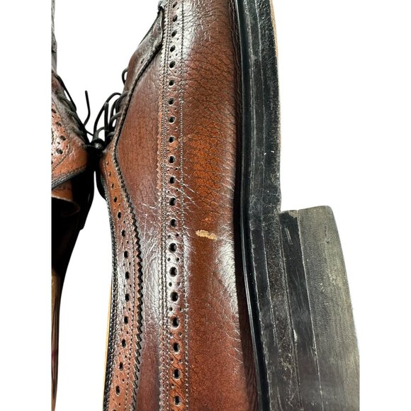Nunn Bush Vintage 70\'s Mens Derby Sz 8.5D Wingtip Brown Leather Shoes USA main image 9